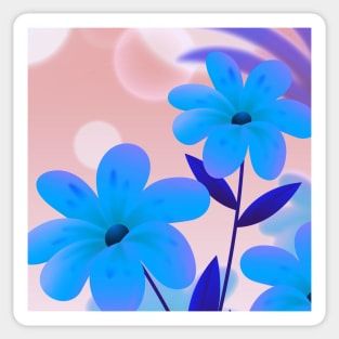 Flowers Art Aqua Blue Sticker